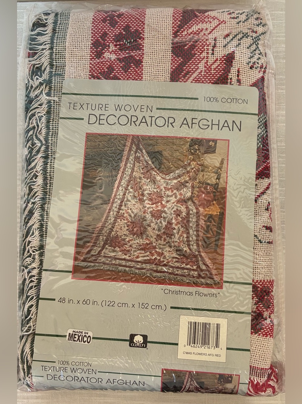 🥕 NWT Christmas Flower Decorative Afghan Throw 48”x60”